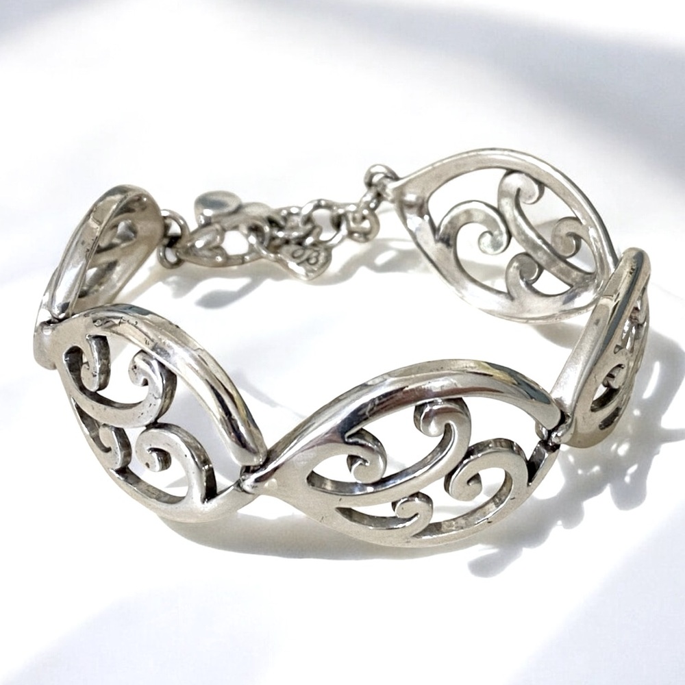 BRIGHTON Silver Scroll Panel Bracelet 8in